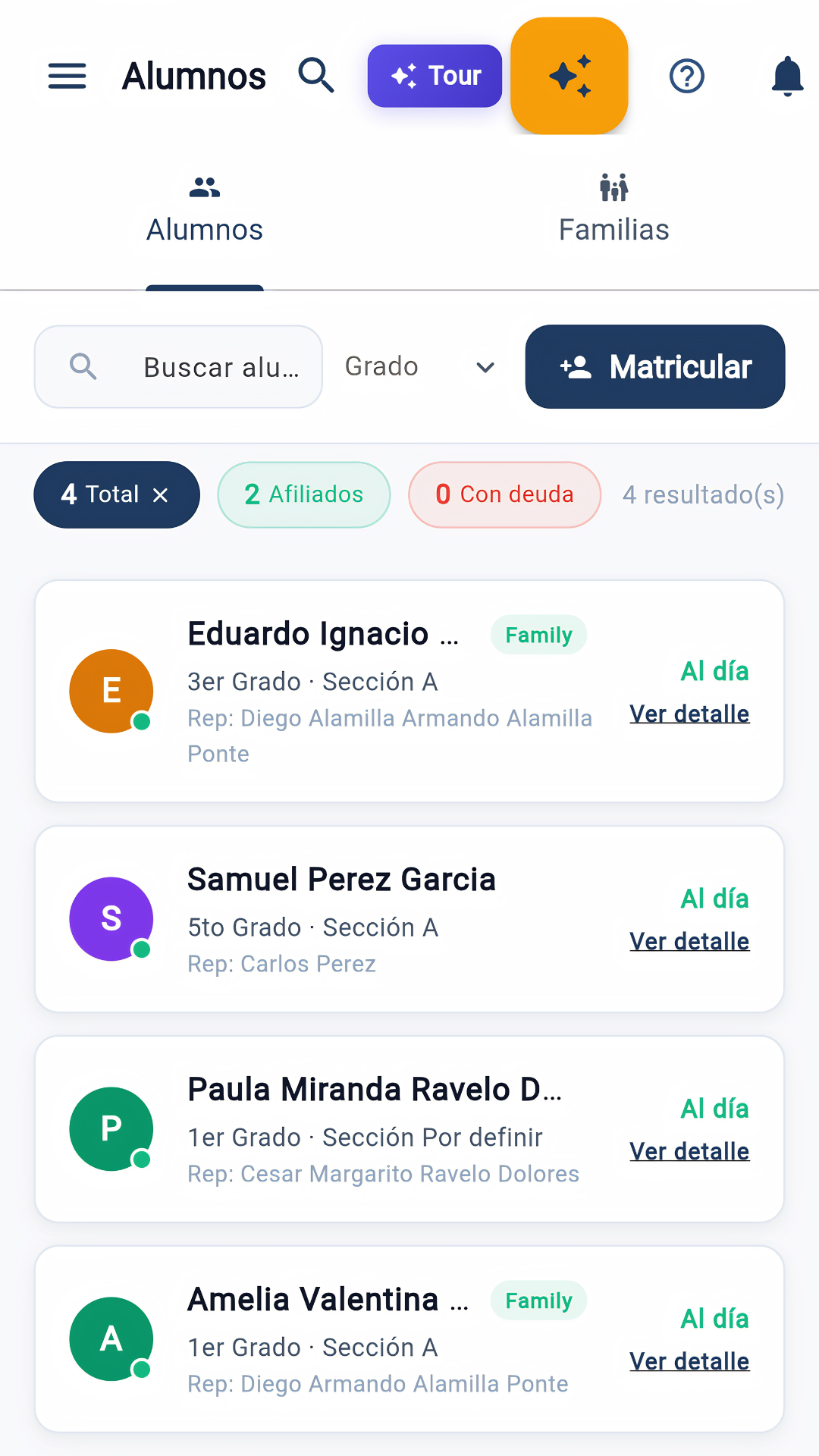 Lista de alumnos del maestro