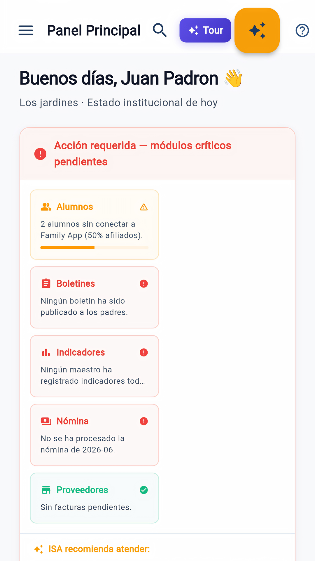 KREA School dashboard